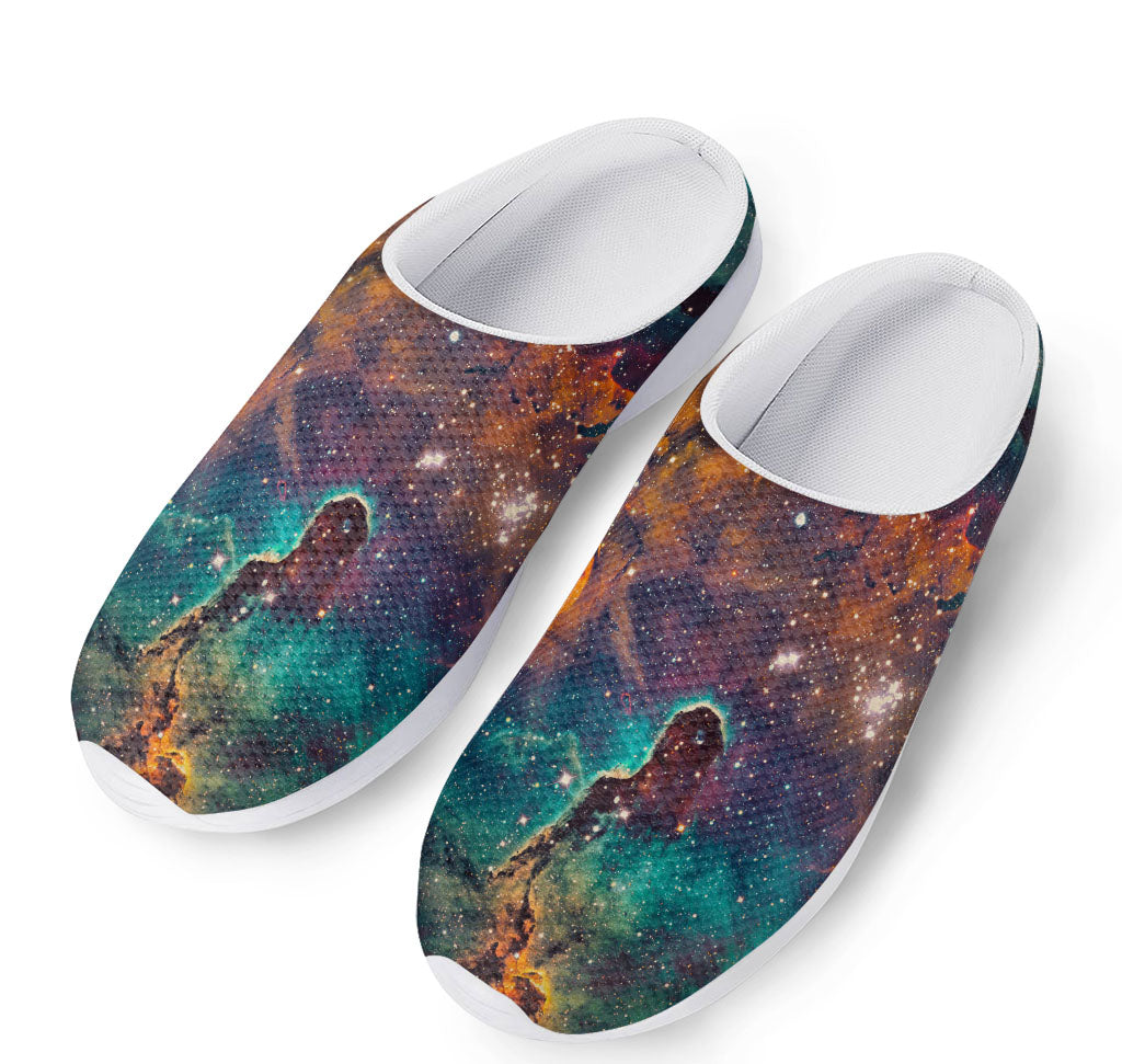 Teal Orange Universe Galaxy Space Print Mesh Casual Shoes