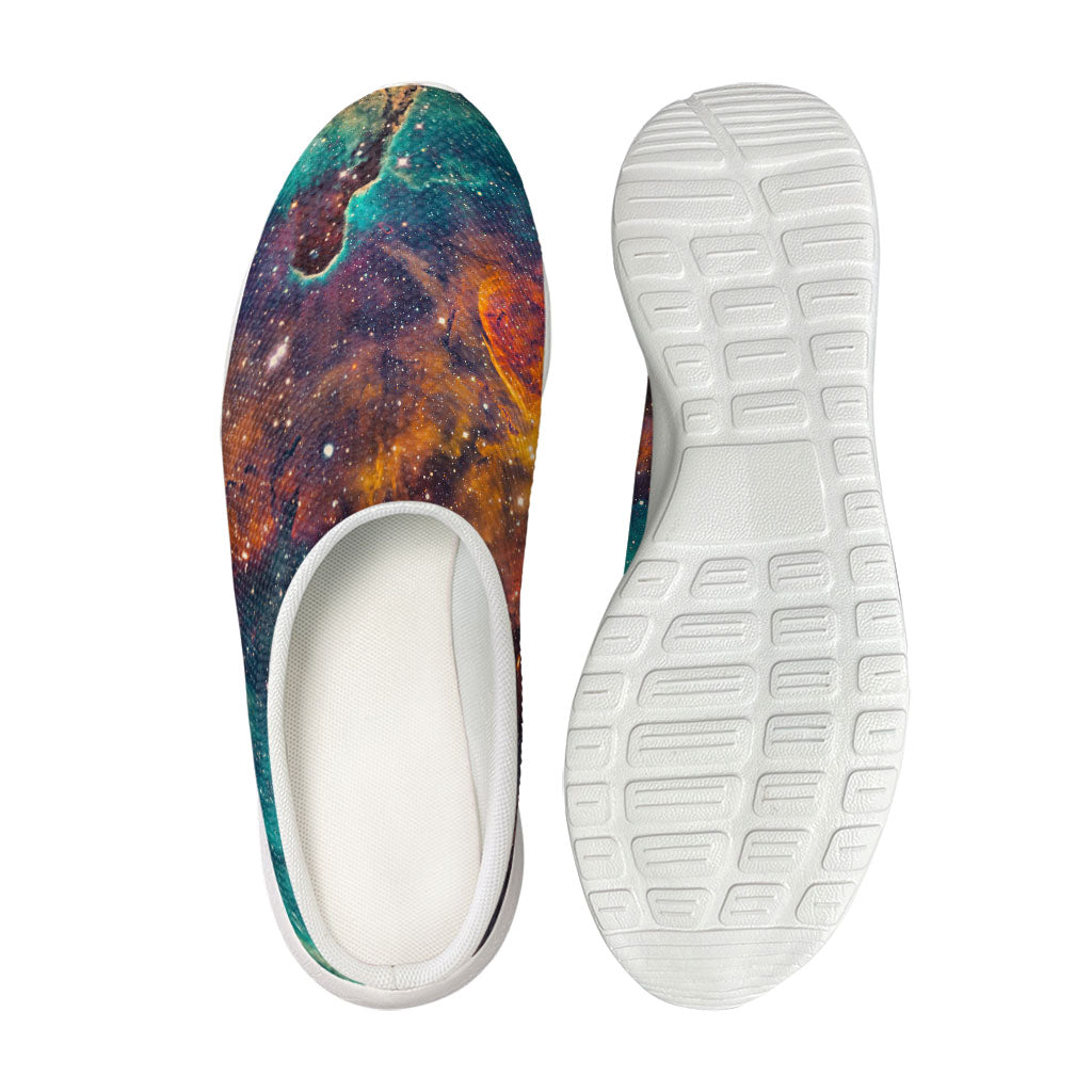 Teal Orange Universe Galaxy Space Print Mesh Casual Shoes