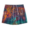 Teal Orange Universe Galaxy Space Print Mesh Shorts