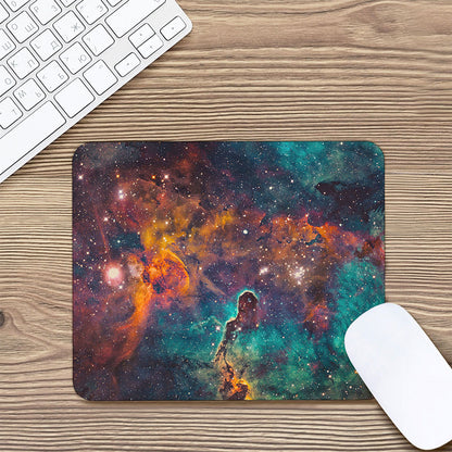 Teal Orange Universe Galaxy Space Print Mouse Pad