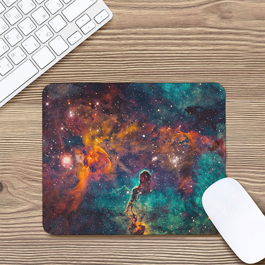 Teal Orange Universe Galaxy Space Print Mouse Pad