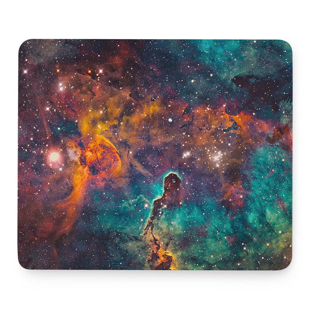 Teal Orange Universe Galaxy Space Print Mouse Pad