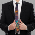 Teal Orange Universe Galaxy Space Print Necktie
