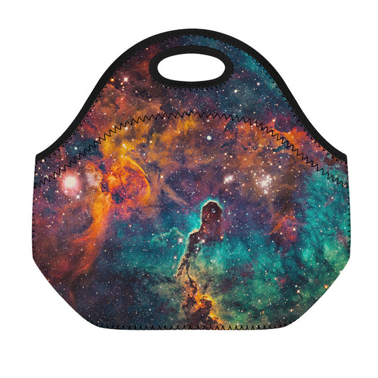 Teal Orange Universe Galaxy Space Print Neoprene Lunch Bag