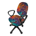 Teal Orange Universe Galaxy Space Print Office Chair Cover