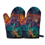 Teal Orange Universe Galaxy Space Print Oven Mitts