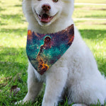 Teal Orange Universe Galaxy Space Print Over The Collar Dog Bandana