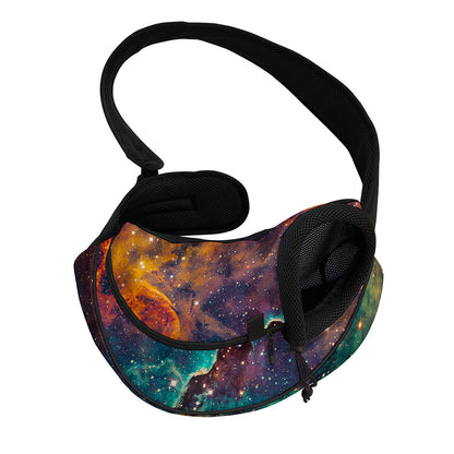 Teal Orange Universe Galaxy Space Print Pet Sling Carrier