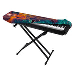 Teal Orange Universe Galaxy Space Print Piano Keyboard Cover