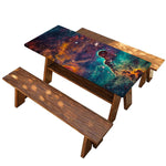 Teal Orange Universe Galaxy Space Print Picnic Table Cover