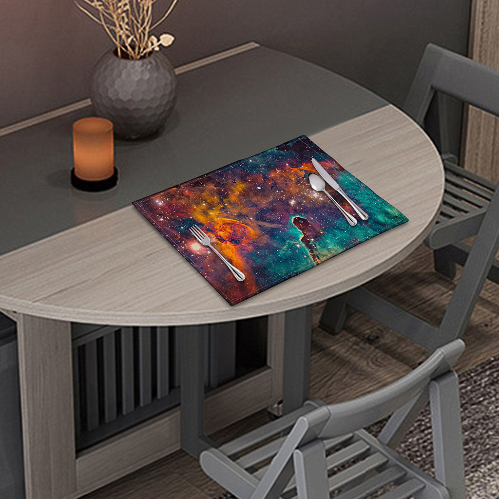 Teal Orange Universe Galaxy Space Print Placemat