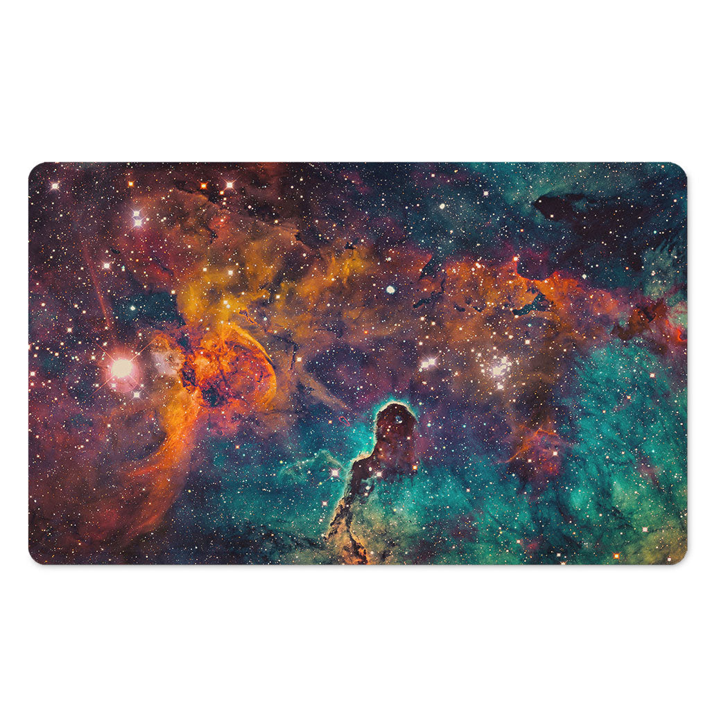 Teal Orange Universe Galaxy Space Print Polyester Doormat