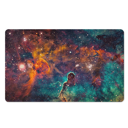 Teal Orange Universe Galaxy Space Print Polyester Doormat