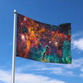 Teal Orange Universe Galaxy Space Print Polyester Flag