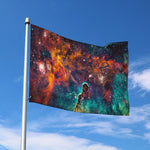 Teal Orange Universe Galaxy Space Print Polyester Flag