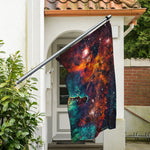 Teal Orange Universe Galaxy Space Print Polyester Flag