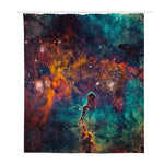 Teal Orange Universe Galaxy Space Print Polyester Shower Curtain