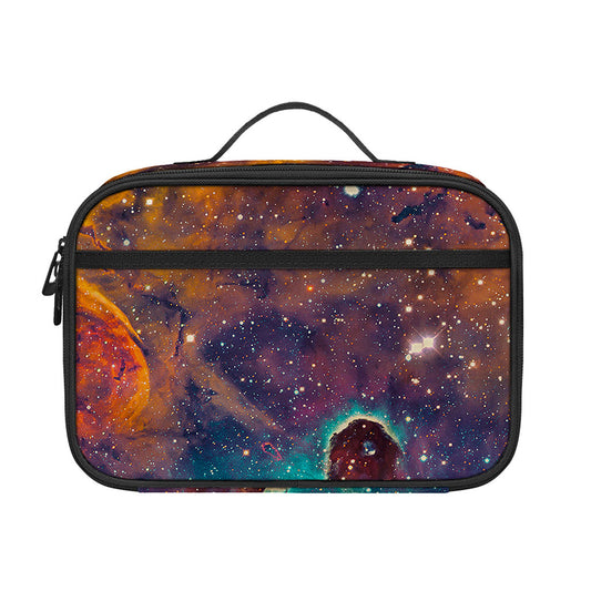 Teal Orange Universe Galaxy Space Print Portable Lunch Bag