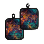 Teal Orange Universe Galaxy Space Print Pot Holders