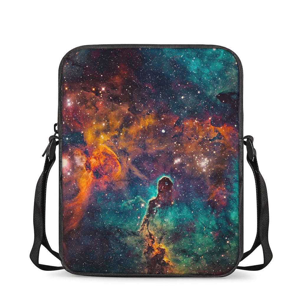 Teal Orange Universe Galaxy Space Print Rectangular Crossbody Bag