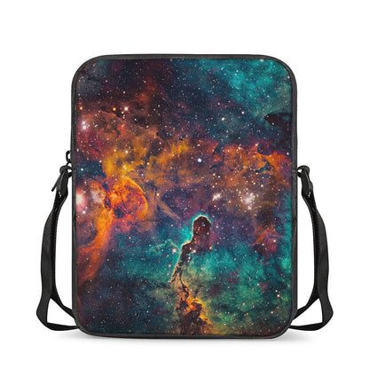 Teal Orange Universe Galaxy Space Print Rectangular Crossbody Bag