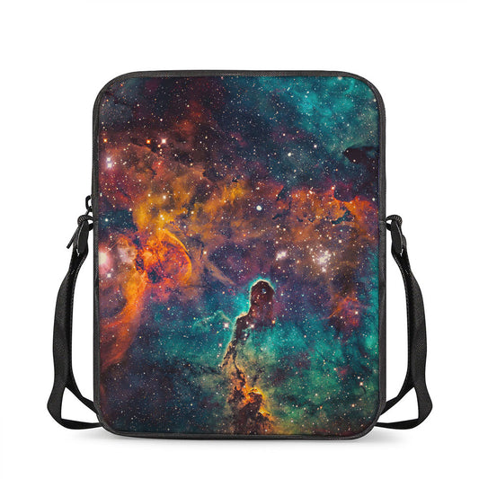 Teal Orange Universe Galaxy Space Print Rectangular Crossbody Bag