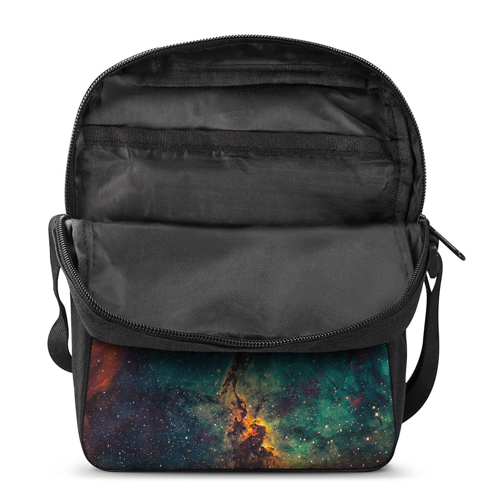 Teal Orange Universe Galaxy Space Print Rectangular Crossbody Bag