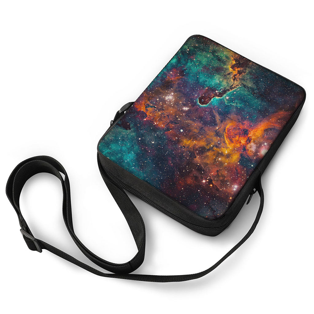 Teal Orange Universe Galaxy Space Print Rectangular Crossbody Bag