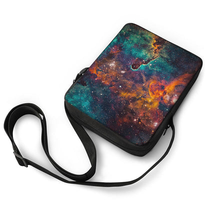 Teal Orange Universe Galaxy Space Print Rectangular Crossbody Bag