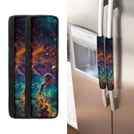 Teal Orange Universe Galaxy Space Print Refrigerator Handle Covers