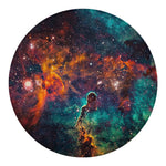 Teal Orange Universe Galaxy Space Print Round Blanket