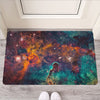 Teal Orange Universe Galaxy Space Print Rubber Doormat