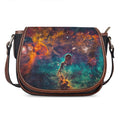 Teal Orange Universe Galaxy Space Print Saddle Bag