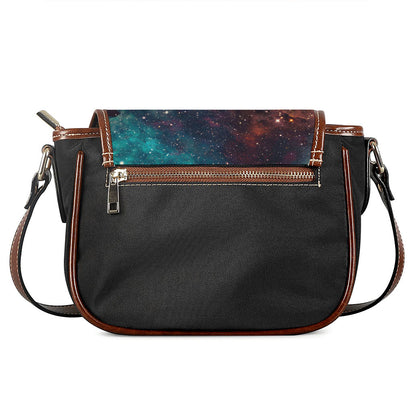 Teal Orange Universe Galaxy Space Print Saddle Bag