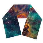 Teal Orange Universe Galaxy Space Print Scarf