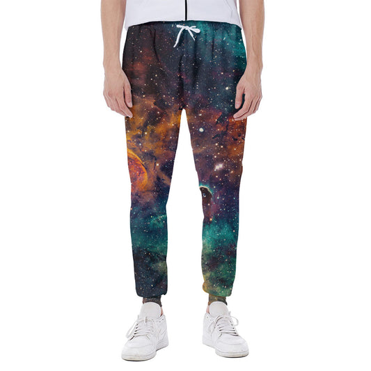 Teal Orange Universe Galaxy Space Print Scuba Joggers
