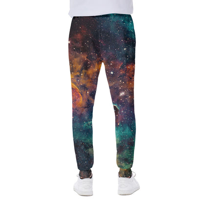 Teal Orange Universe Galaxy Space Print Scuba Joggers