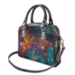 Teal Orange Universe Galaxy Space Print Shoulder Handbag