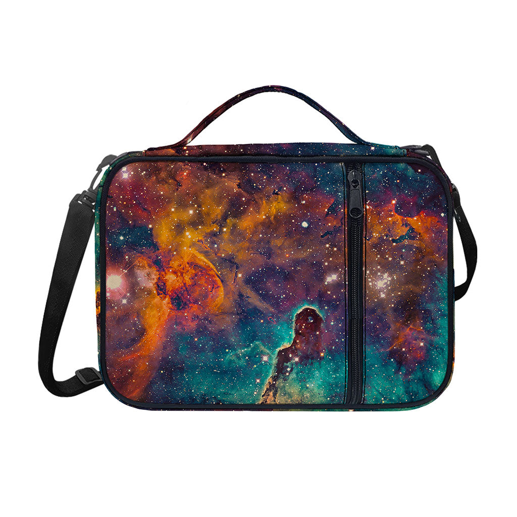 Teal Orange Universe Galaxy Space Print Shoulder Strap Bible Bag
