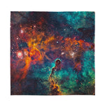 Teal Orange Universe Galaxy Space Print Silk Bandana