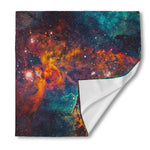 Teal Orange Universe Galaxy Space Print Silk Bandana