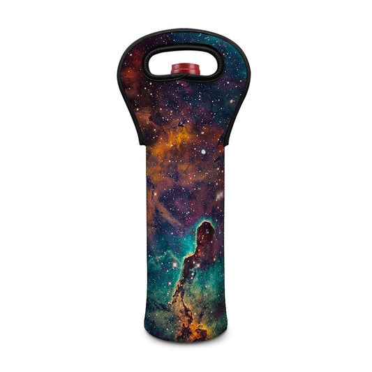 Teal Orange Universe Galaxy Space Print Single Neoprene Wine Tote