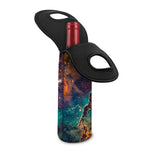 Teal Orange Universe Galaxy Space Print Single Neoprene Wine Tote