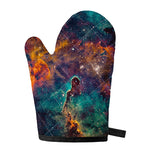 Teal Orange Universe Galaxy Space Print Single Oven Mitt