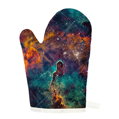 Teal Orange Universe Galaxy Space Print Single Oven Mitt