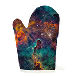 Teal Orange Universe Galaxy Space Print Single Oven Mitt