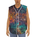 Teal Orange Universe Galaxy Space Print Sleeveless Baseball Jersey