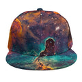 Teal Orange Universe Galaxy Space Print Snapback Cap
