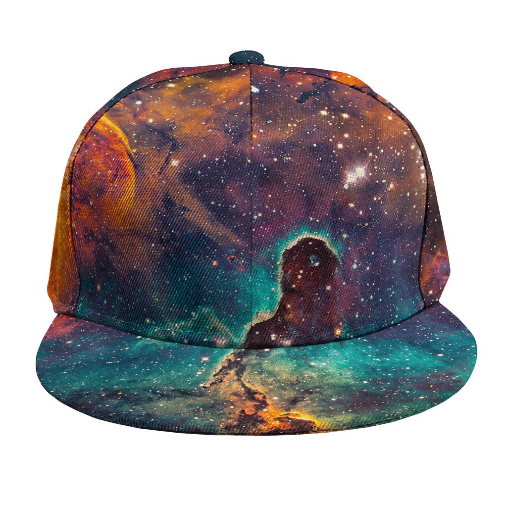Teal Orange Universe Galaxy Space Print Snapback Cap