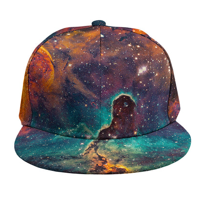 Teal Orange Universe Galaxy Space Print Snapback Cap